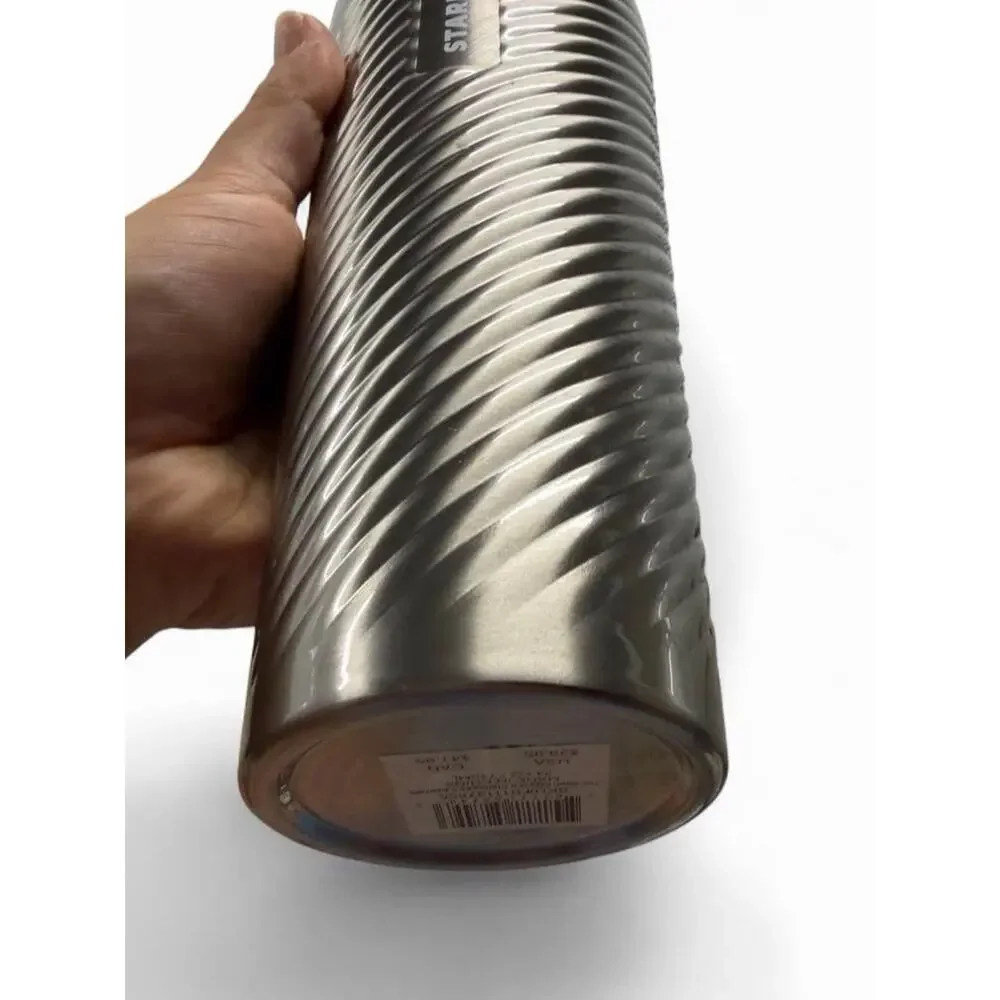 Starbucks Stainless Steel Silver Twisted Swirl Textured 24oz Travel Tumbler